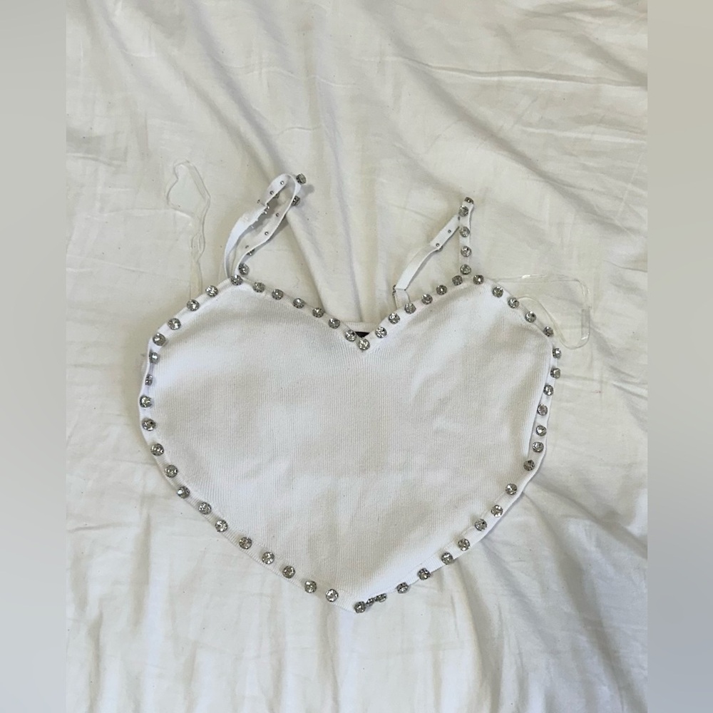 White Heart-Shaped Top with Silver Accents